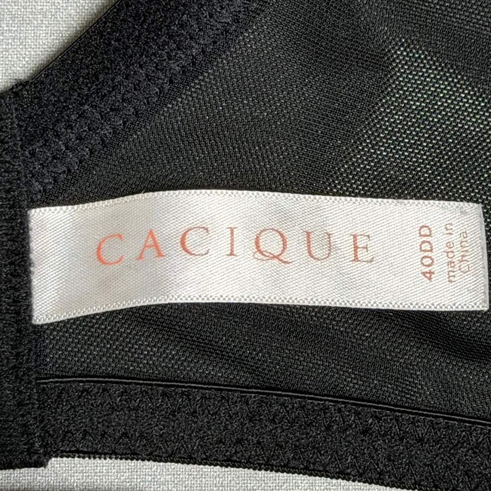 Cacique Womens Black Floral Lace Unlined Full Coverage Underwire Bra 40DD - Picture 3 of 16